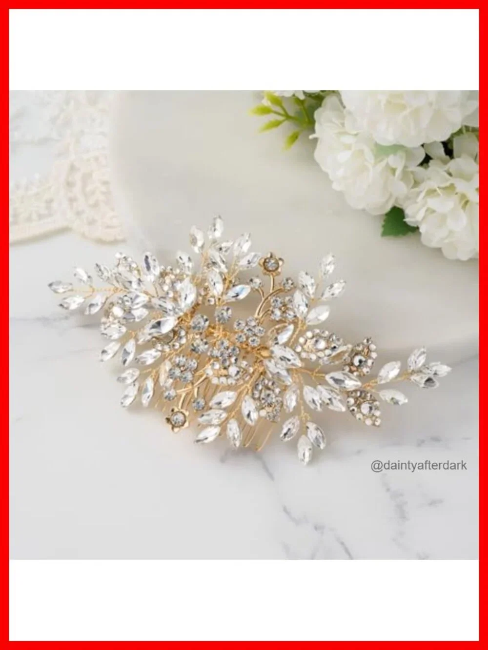 Rhinestone Pearl Wedding Hair Comb Side Hair Piece Bridal Clip